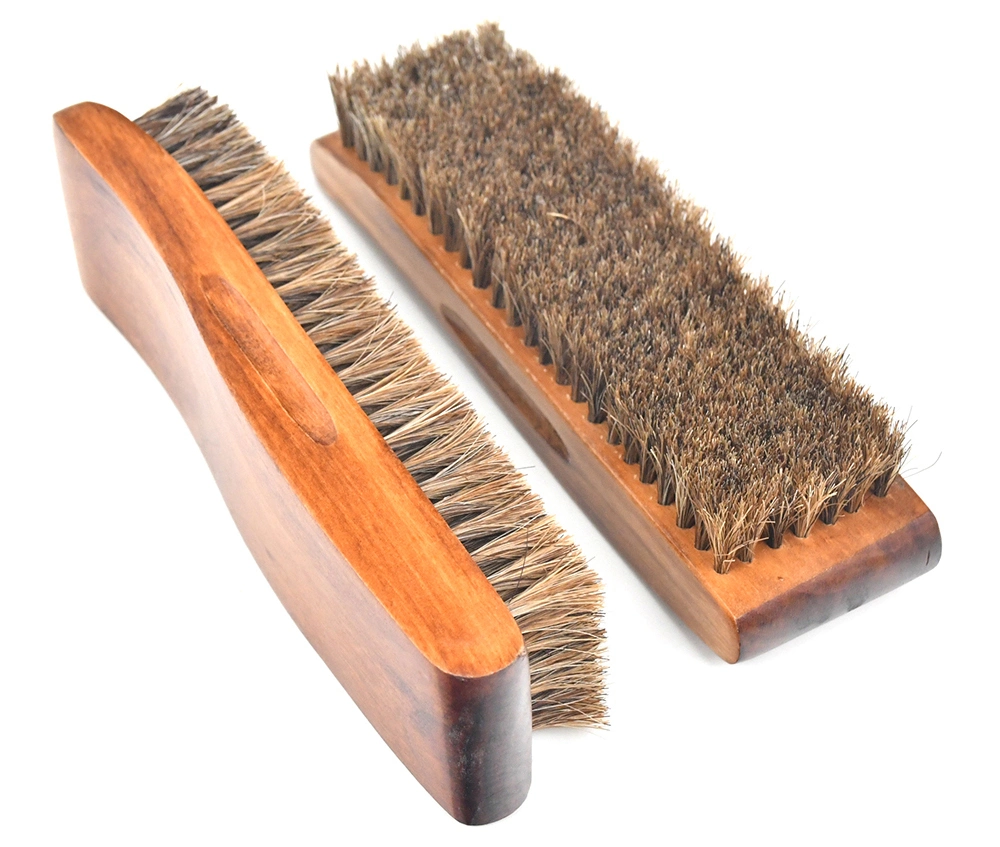 Custom Logo Leather Cleaning Polish Shoe Brush 100% Horsehair Wooden Shoe Brush Wholesale