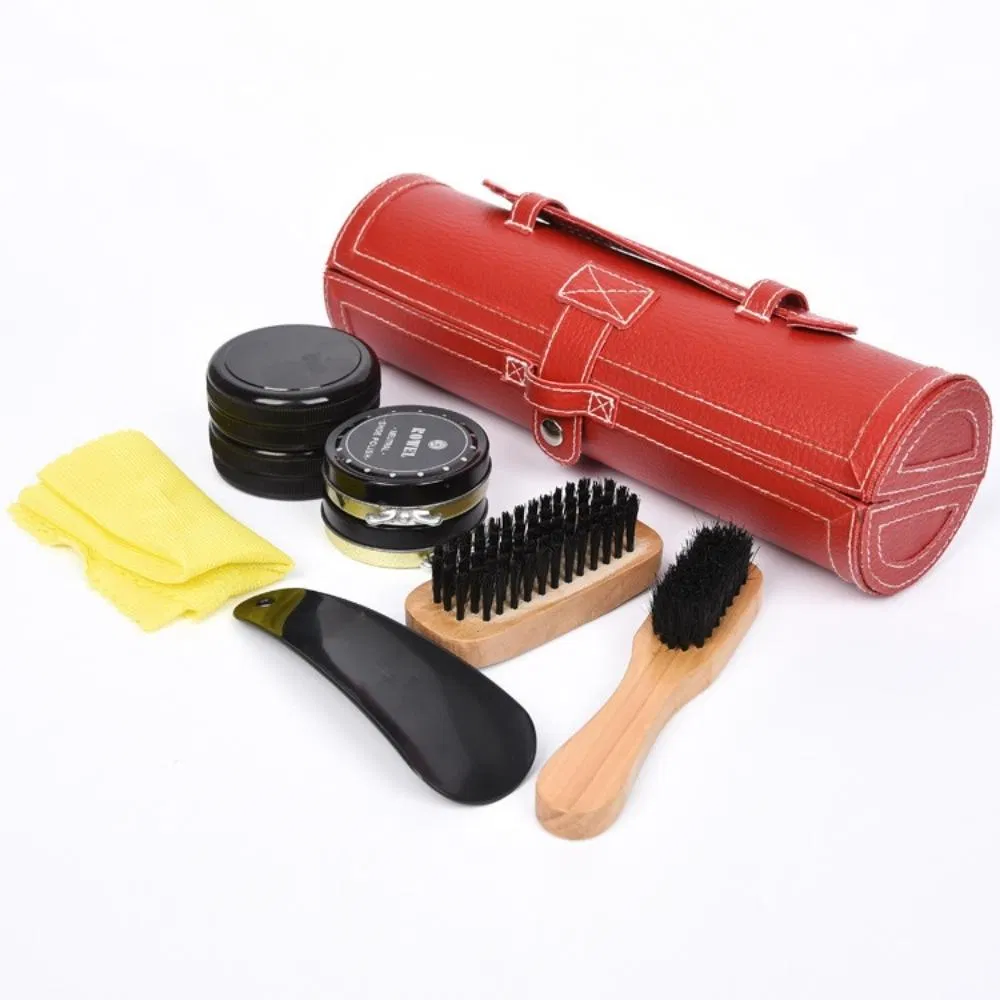 Набор для ухода за обувью, дорожный набор щеток для полировки обуви с элегантным чехлом из искусственной кожи bl22674